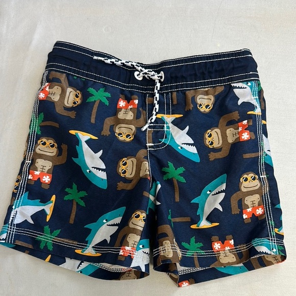 Gymboree - LIKE NEW - Blue and White Fun Patterned Shorts/Swim trunks - Picture 1 of 4